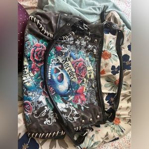 Ed hardy sugar skull purse